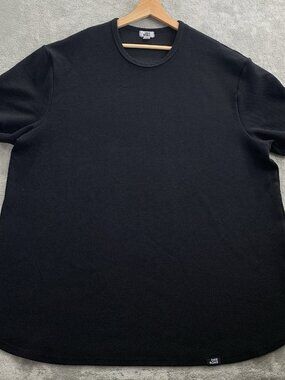 One Bone Shirt Men 3 (4XL) Black Waffle Textured Minimalist Bullet Tee OB115